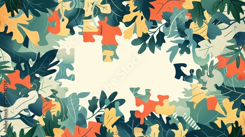 Cartoon Brain Health Awareness Letter Puzzle Illustration for World Mental Health Day