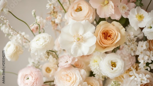A bouquet of flowers with a mix of white and yellow flowers