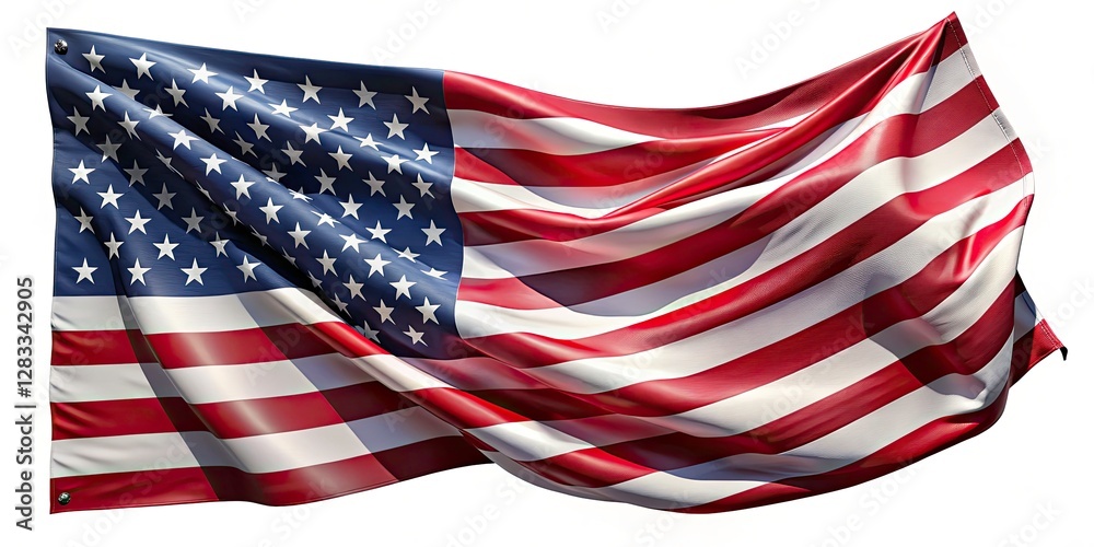Fototapeta premium A majestic 3D-rendered US flag, stars and stripes, offers a patriotic backdrop with copy space.