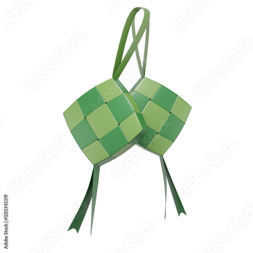 3D rendering Ketupat Illustration. Suitable for decorative Eid al Fitr greeting cards or background
