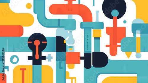 World Plumbing Day Design with Tools for Background Greeting Card