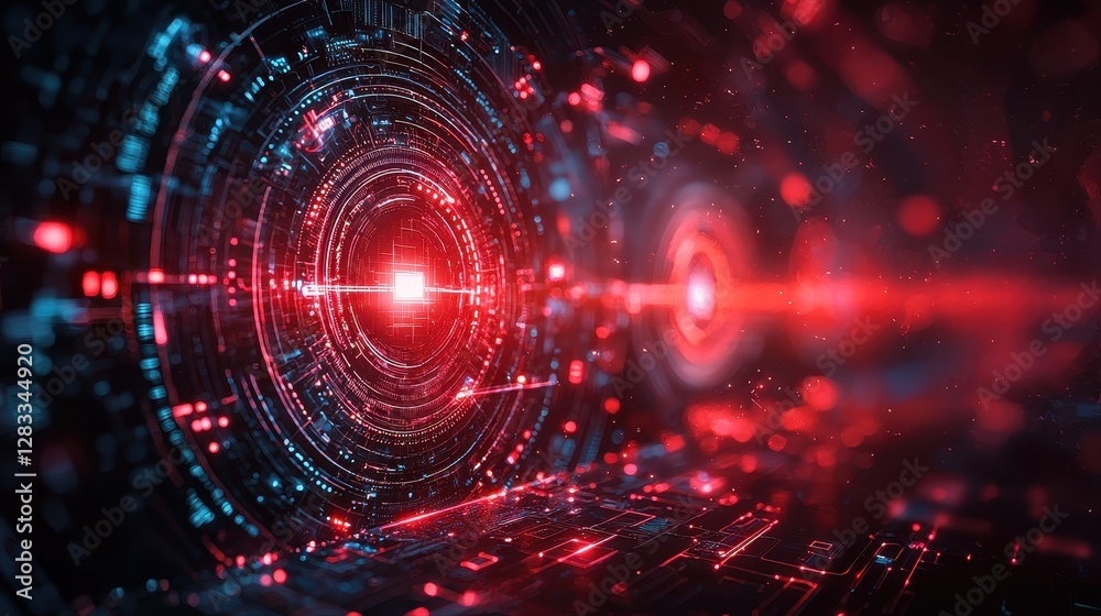 Vibrant red and blue tunnel with abstract lighting creating a dynamic and engaging visual experience Vibrant red and blue tunnel with abstract lighting creating a dynamic and engaging visual experience