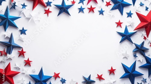 Wallpaper Mural Patriotic Star Border On White For American Holidays. Template Background For Independence Day, Labor Day, Memorial Day, Elections, And Other Celebrations. Torontodigital.ca