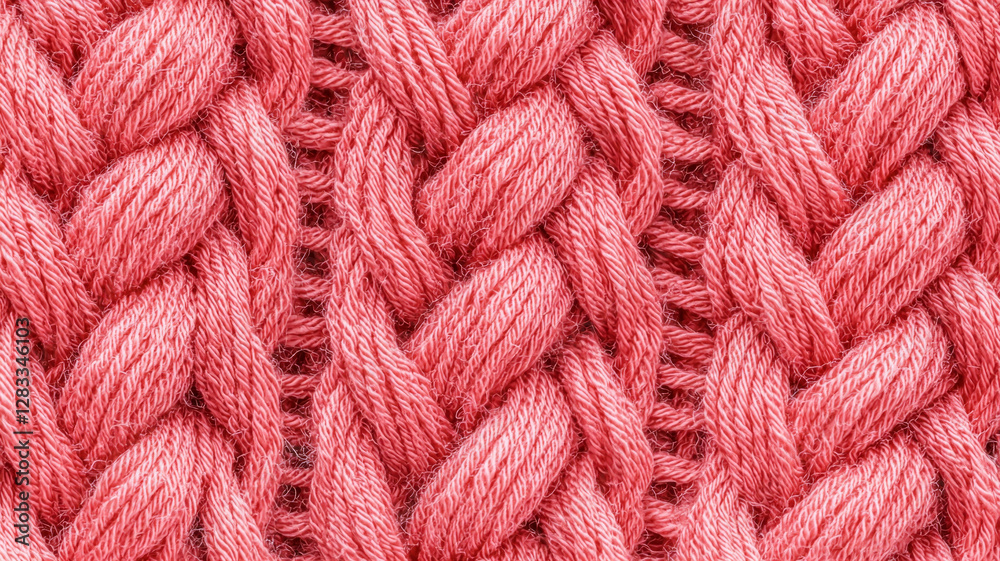 A pink knitted item with a pattern of loops A pink knitted item with a pattern of loops