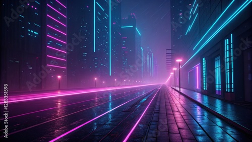 Cyberpunk-inspired abstract background with glowing neon pink and blue streaks, data streaming through a network, futuristic aesthetic, and cinematic sci-fi atmosphere