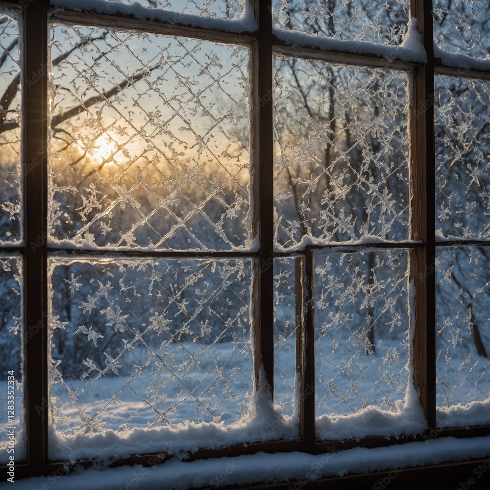 Naklejka premium window in the snow