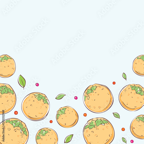 gol gappa pani puri pattern illustration with copy space