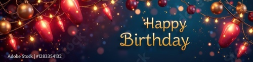 Wallpaper Mural Elegant birthday banner with gold accents and sparkling lights , happy birthday, shining Torontodigital.ca
