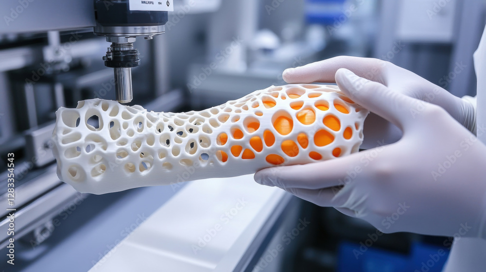 custom made wallpaper toronto digital3d printed cast for a forearm, in a lab being printed in a professional 3D printer. 3d illustration.
