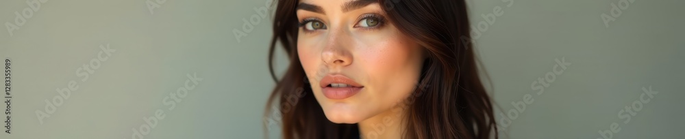 Flawless complexion, subtle makeup, trendy outfit, chic, eyeshadow, hair style Flawless complexion, subtle makeup, trendy outfit, chic, eyeshadow, hair style