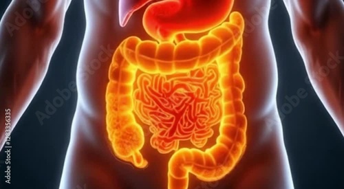 Human belly fat hologram burning 4k