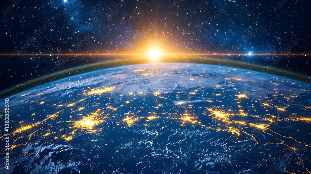 Futuristic data science analytics research station analyzing global trends from space earth technology aerial viewpoint Futuristic data science analytics research station analyzing global trends from space earth technology aerial viewpoint