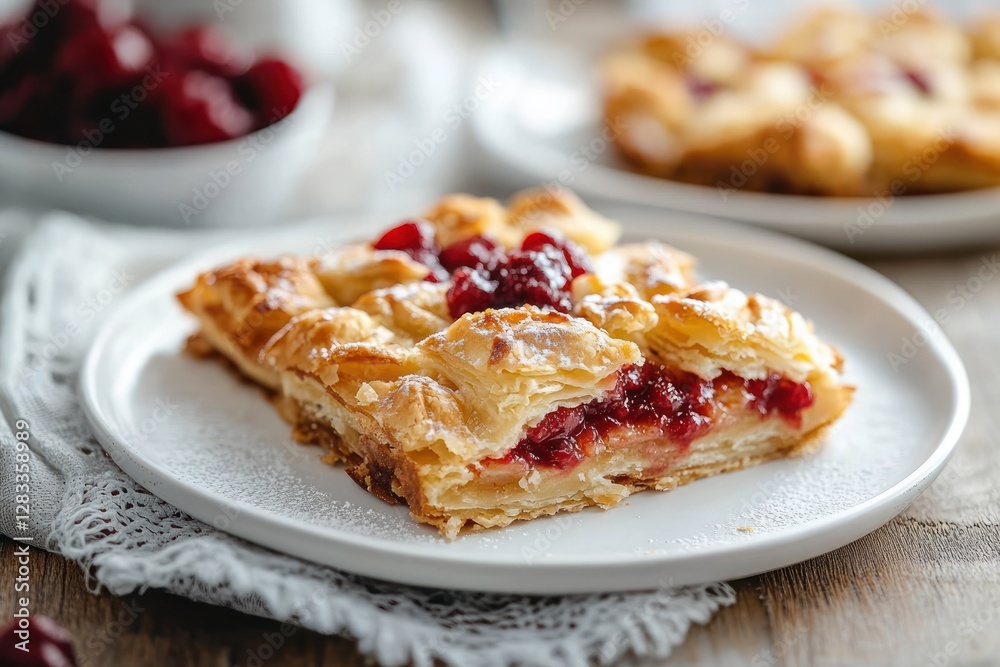 Strawberry Jam Puff Pastry with Caramelized Apple Delight Freshly Baked Homemade Sweet Pastry Strawberry Jam Puff Pastry with Caramelized Apple Delight Freshly Baked Homemade Sweet Pastry