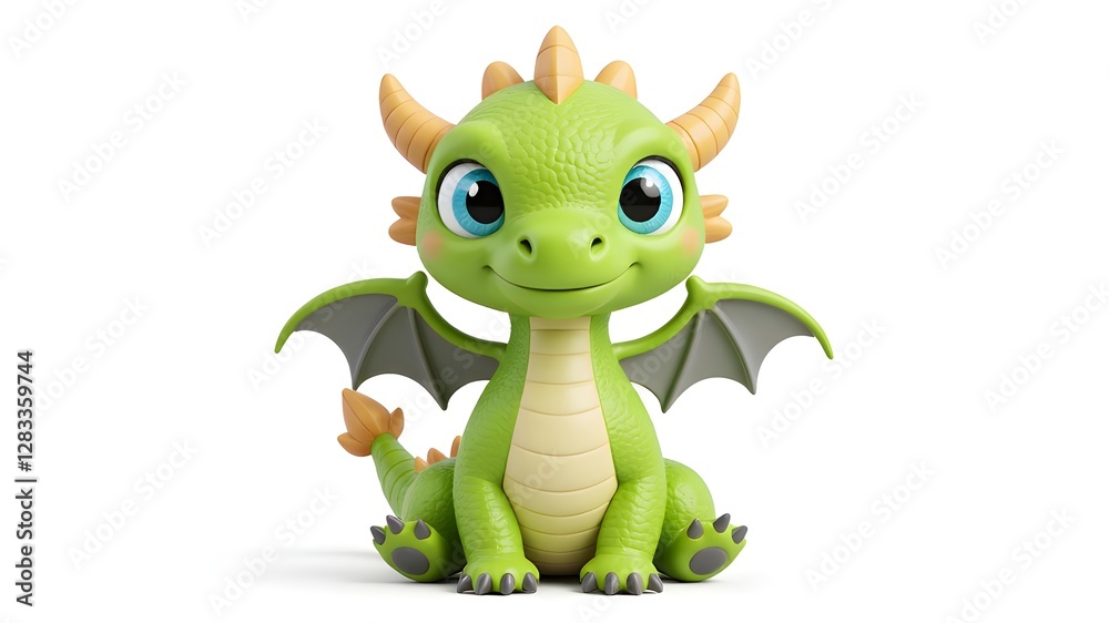 The fantasy world of cute little green dragons The fantasy world of cute little green dragons