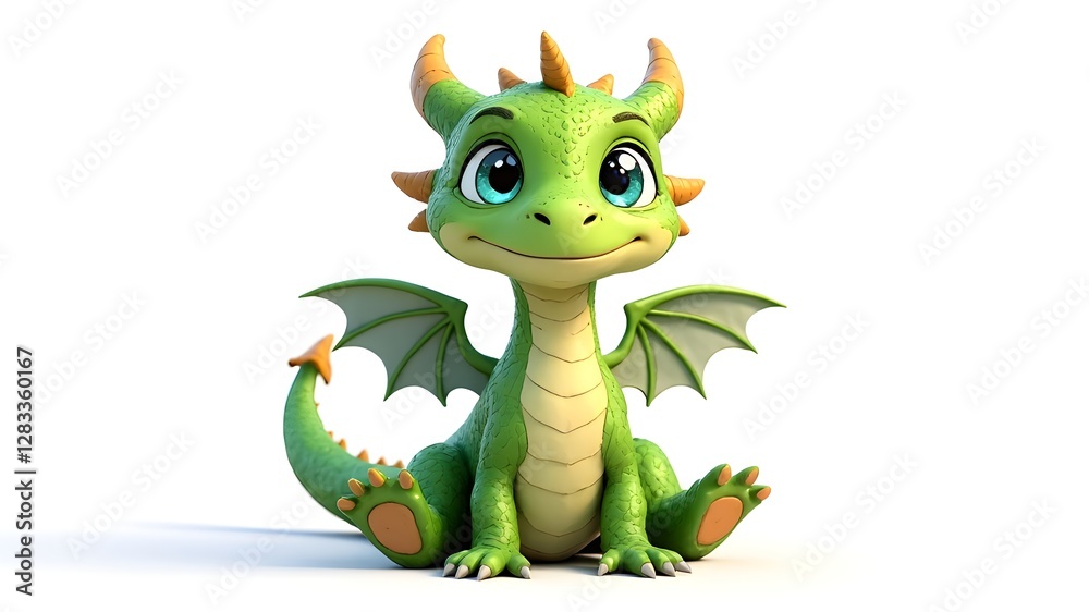 Fototapeta premium The fantasy world of cute little green dragons