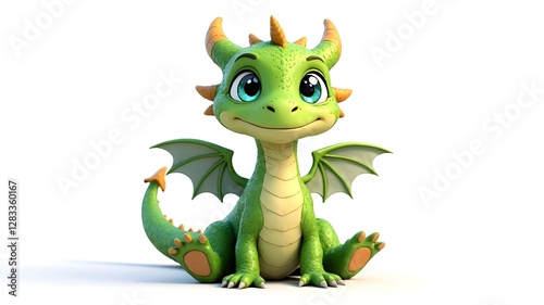 The fantasy world of cute little green dragons