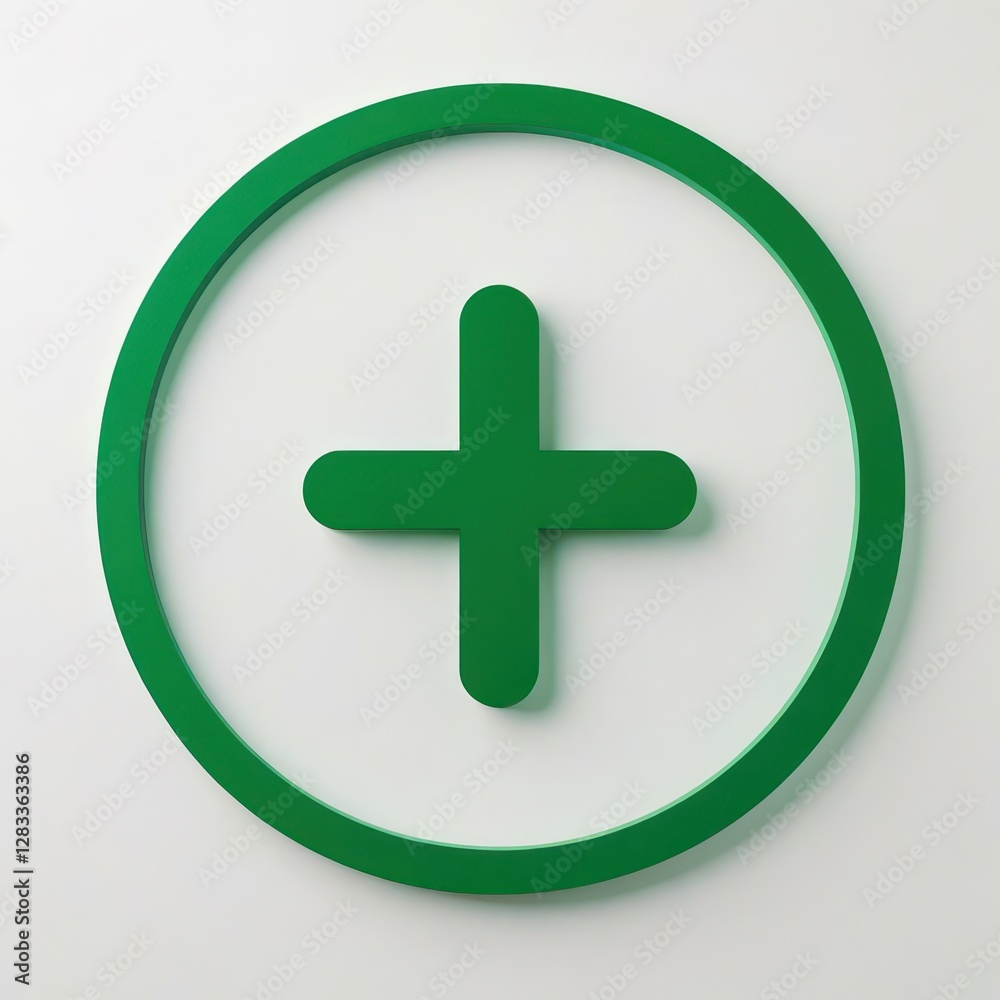 Obraz premium Green plus sign with a green cross in the middle
