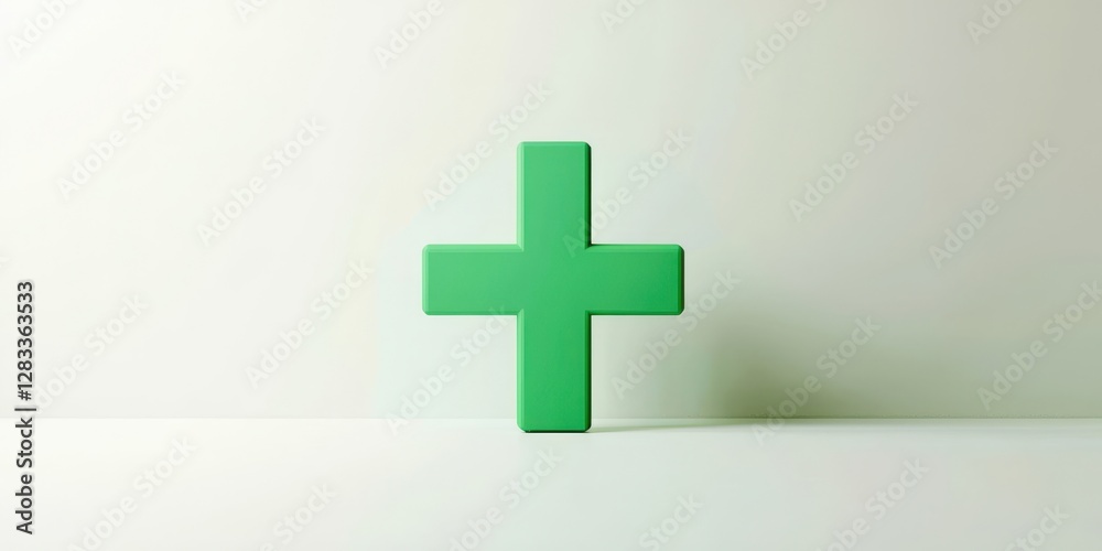 Green cross is on a white background Green cross is on a white background
