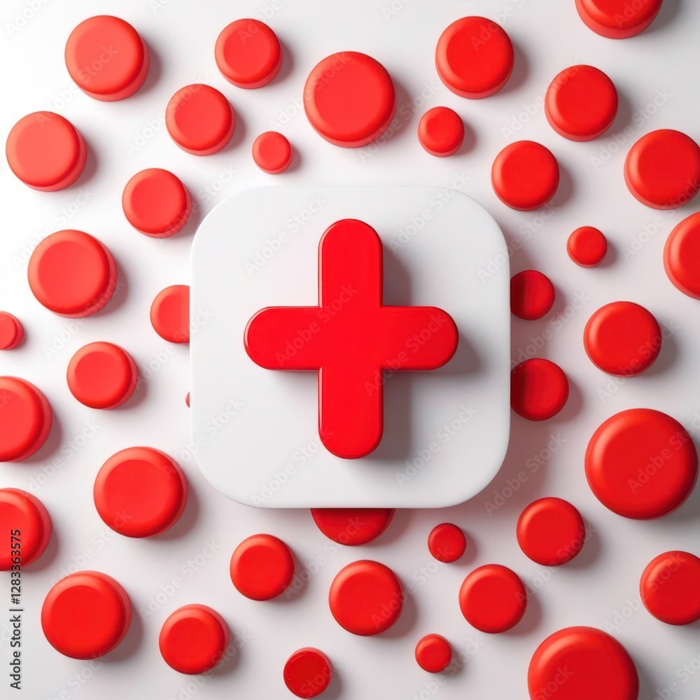 Fototapeta premium Red cross is on a white background