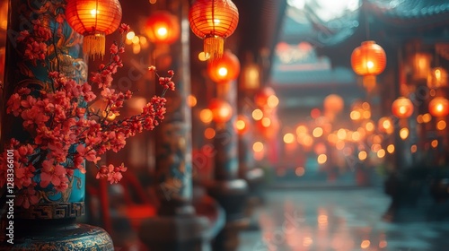 Wallpaper Mural Vibrant Chinese New Year Celebration with Lanterns and Blossoms Torontodigital.ca