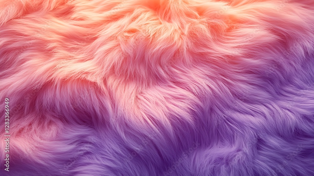 A close-up of plush fur transitioning from lavender to peach, artistically arranged in smooth folds, visible fine strands illuminated by gentle lighting, glowing with subtle highlights, A close-up of plush fur transitioning from lavender to peach, artistically arranged in smooth folds, visible fine strands illuminated by gentle lighting, glowing with subtle highlights,