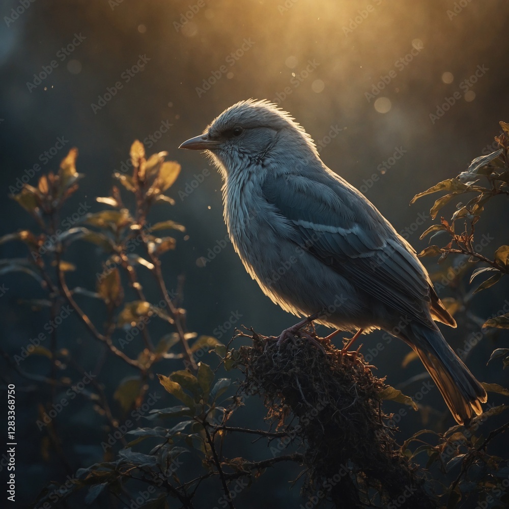 Fototapeta premium Birds that radiate a subtle, ethereal glow.