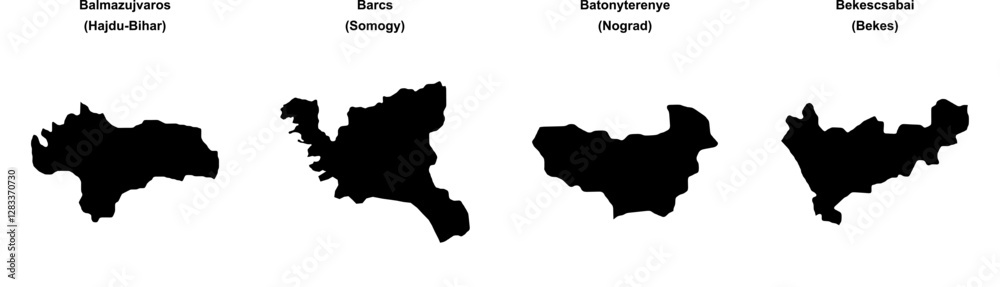 Balmazujvaros, Barcs, Batonyterenye, Bekescsabai outline maps