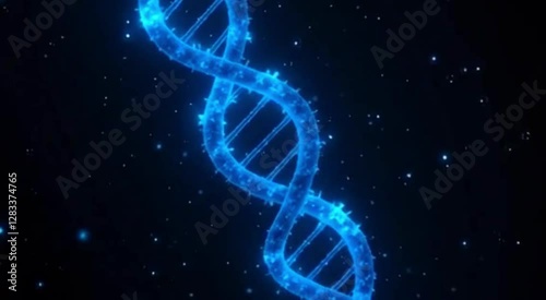 close up view of a dna double helix rotating, Abstract background for Science and technology