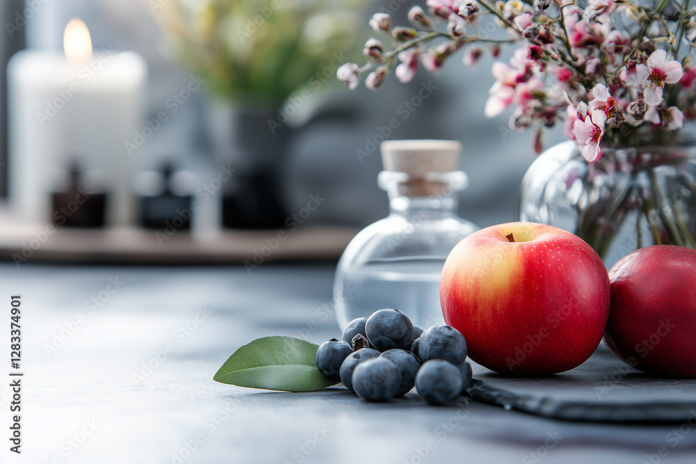 A Photo of Health and Wellness Essentials on a Clean Background – Minimalist & Serene