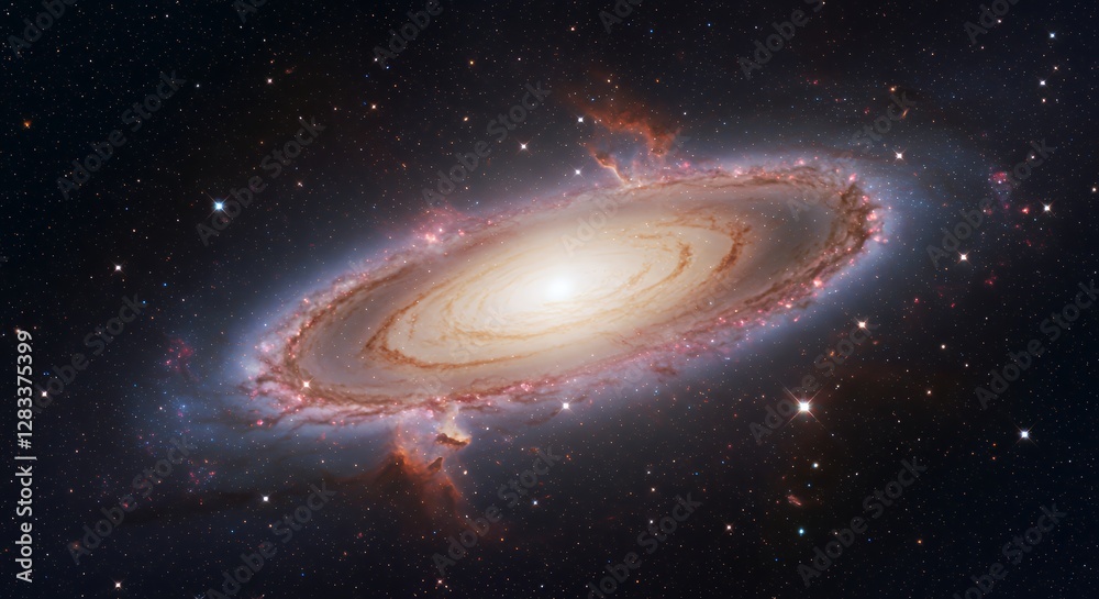 Fototapeta premium Spectacular Spiral Galaxy View in Deep Space with Nebulae and Stars