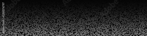 Black and white repeating dot pattern background - abstract horizontal vector graphic design from circles