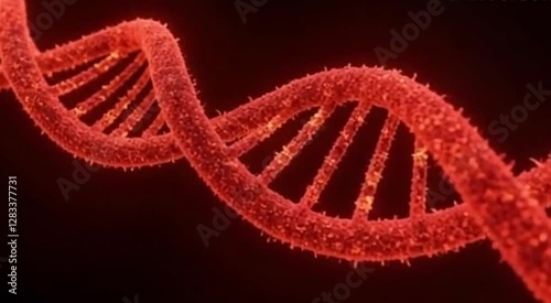 close up view of a dna double helix rotating, Abstract background for Science and technology