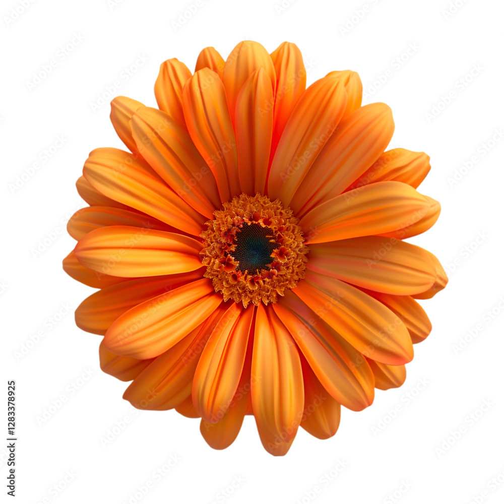 Vibrant Orange Gerbera Daisy Flower on Black Background, Vibrant Orange Gerbera Daisy Flower on Black Background,