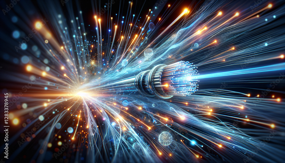Fototapeta premium Futuristic Fiber Optic Data Transmission Concept