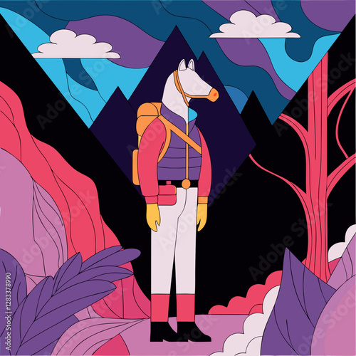 a guy on a mountain wearing a horse mask