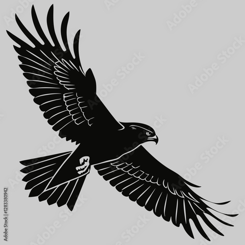 a hawk diving for prey silhouette vector design art and illustration