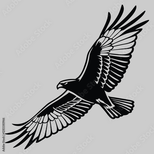 a hawk diving for prey silhouette vector design art and illustration