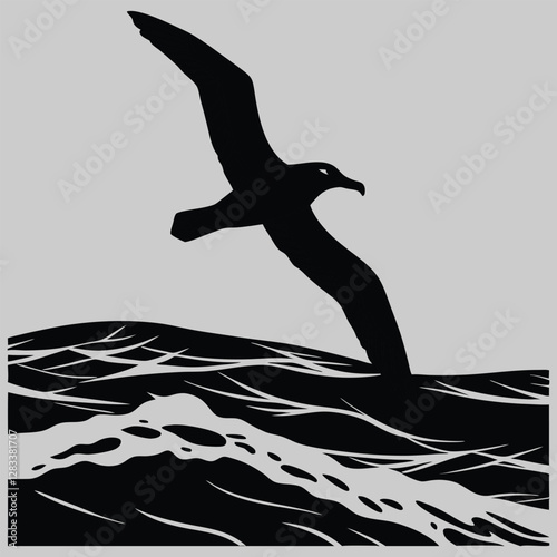 an albatross soaring over the ocean silhouette vector design art and illustration