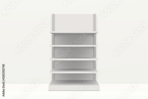Empty White Retail Shelves in Minimalist Setting
