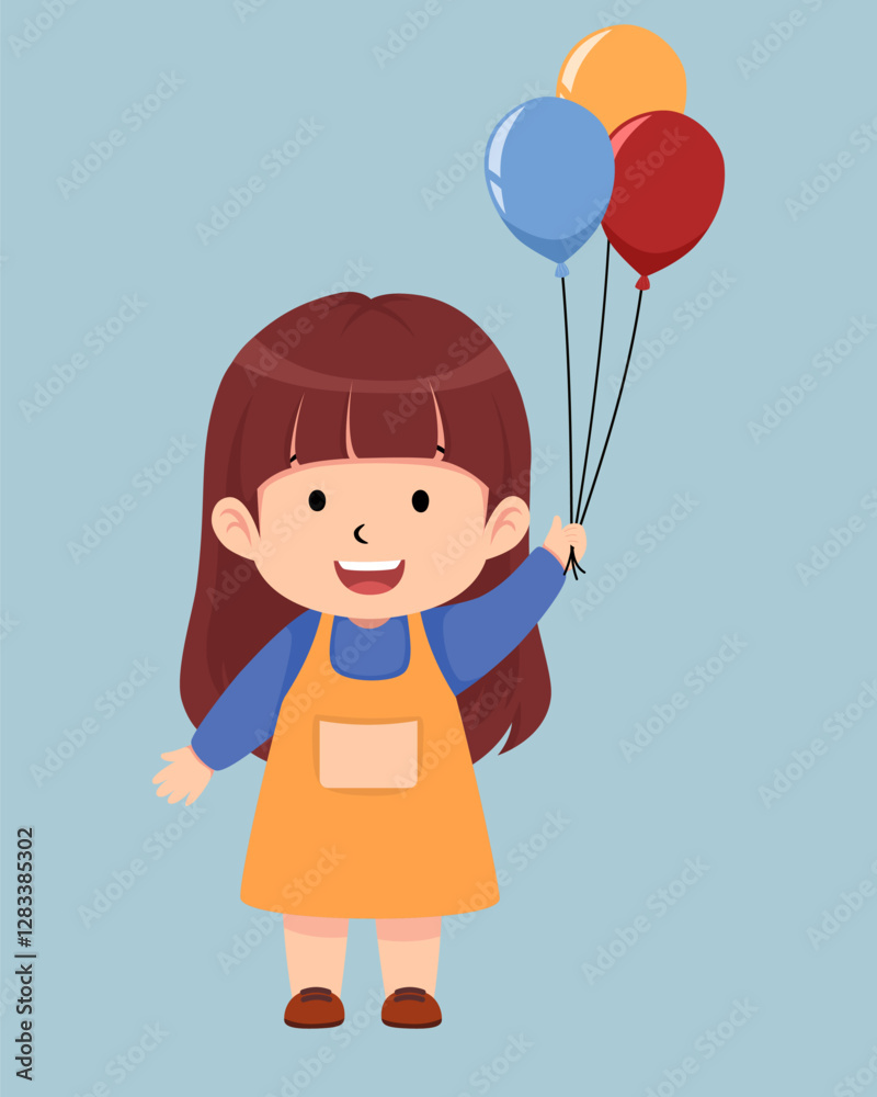 little girl with balloons vector suitable for children book little girl with balloons vector suitable for children book