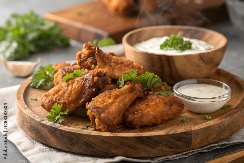 Chicken wings deep fried in a Air Fryer, No oil for healthy eating Chicken wings deep fried in a Air Fryer, No oil for healthy eating