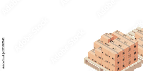 ISOMETRIC STACK OF BOXES ON WOODEN PALET RB