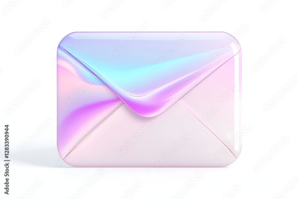 Minimalist email envelope icon with soft lighting effects, clean white background. Minimalist email envelope icon with soft lighting effects, clean white background.