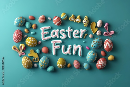 Obraz na płótnie Celebrate Easter with colorful eggs and festive decorations for a joyful springtime holiday w salonie