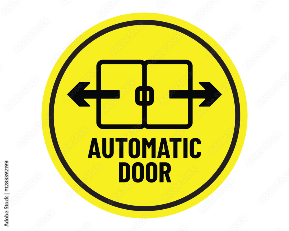 Obraz premium Automatic Door Operation Warning Sign Yellow High Quality Vector