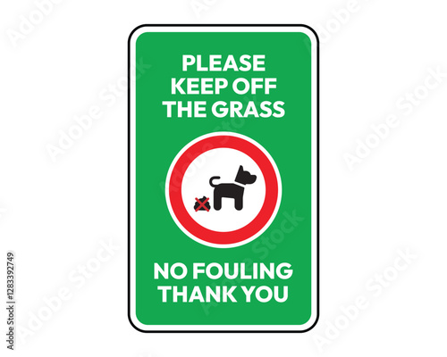 Green Keep Off Grass Sign No Dog Fouling High Quality Vector