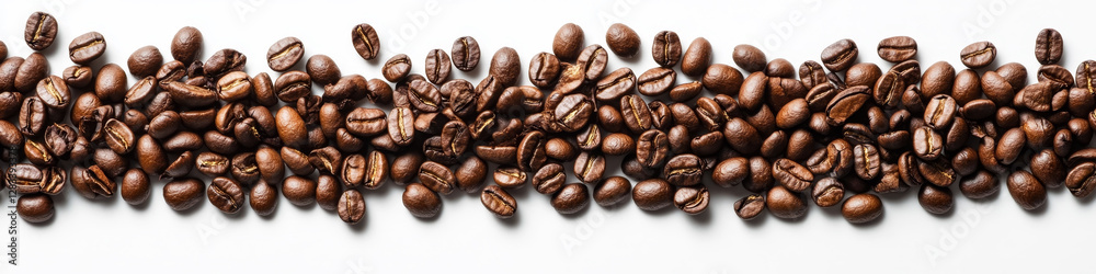 Roasted Coffee Beans on White Background Banner Roasted Coffee Beans on White Background Banner