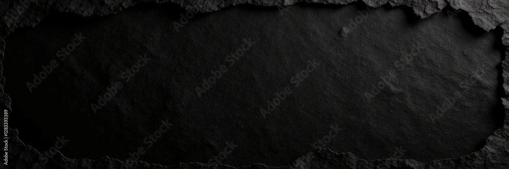 Fototapeta premium Distressed black paper texture with subtle torn edges , old, classic, distressed