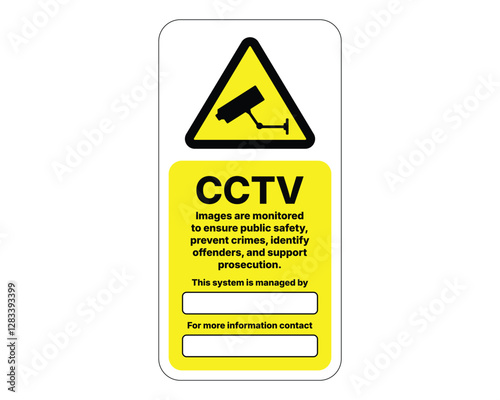 Yellow CCTV Warning Sign Public Safety High Quality Vector