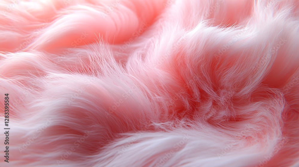 Macro image of fur blending pastel pink to snow white, intricate fine strands glowing under ambient soft light, silky textures artistically arranged in rippling folds, Macro image of fur blending pastel pink to snow white, intricate fine strands glowing under ambient soft light, silky textures artistically arranged in rippling folds,
